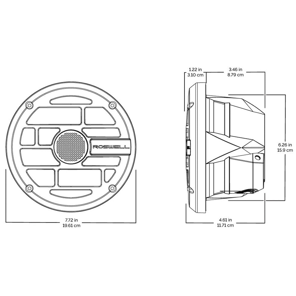 Roswell R Series 77 Marine Speakers  Anthracite Grille  80W RMS  160W Peak Power C9201912