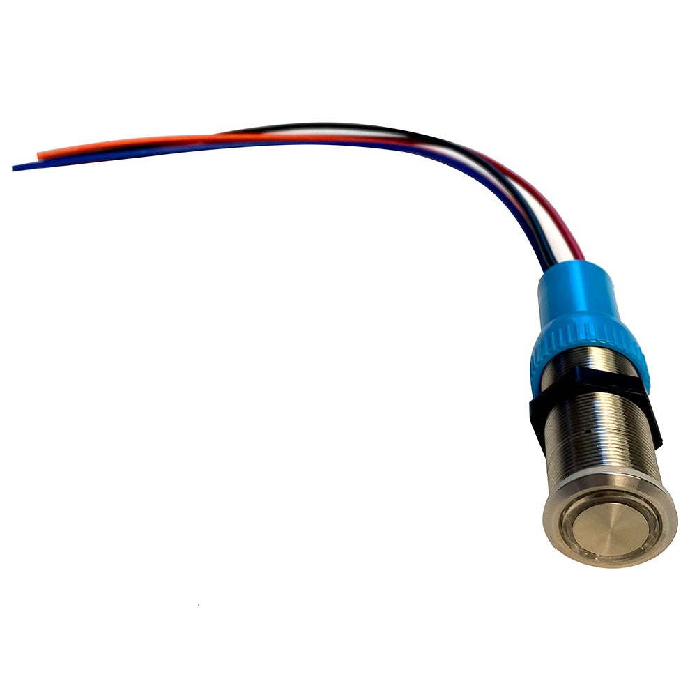 Bluewater 19mm Push Button Switch  OFFONON NavAnc Contact  BlueGreenRed LED  1 Lead 905731141