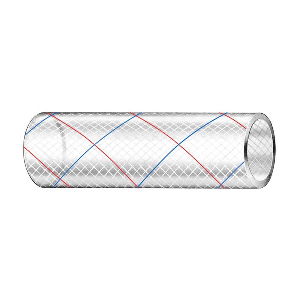 Trident Marine 12 x 50 Clear Reinforced PVC Hose Tubing Red  Blue Tracer 1620126