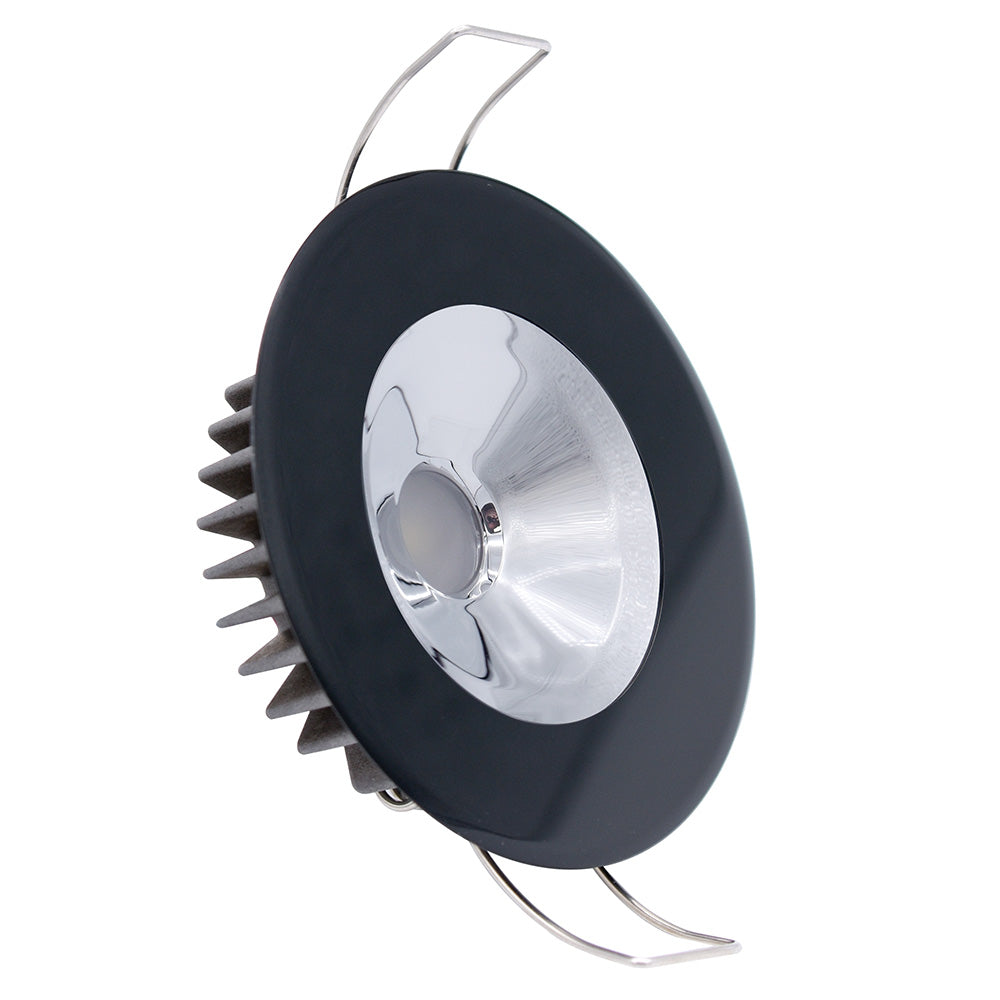 Lumitec Illusion Flush Mount LED Down Light  White  NonDimming  Black Housing  Chrome Reflector 117163