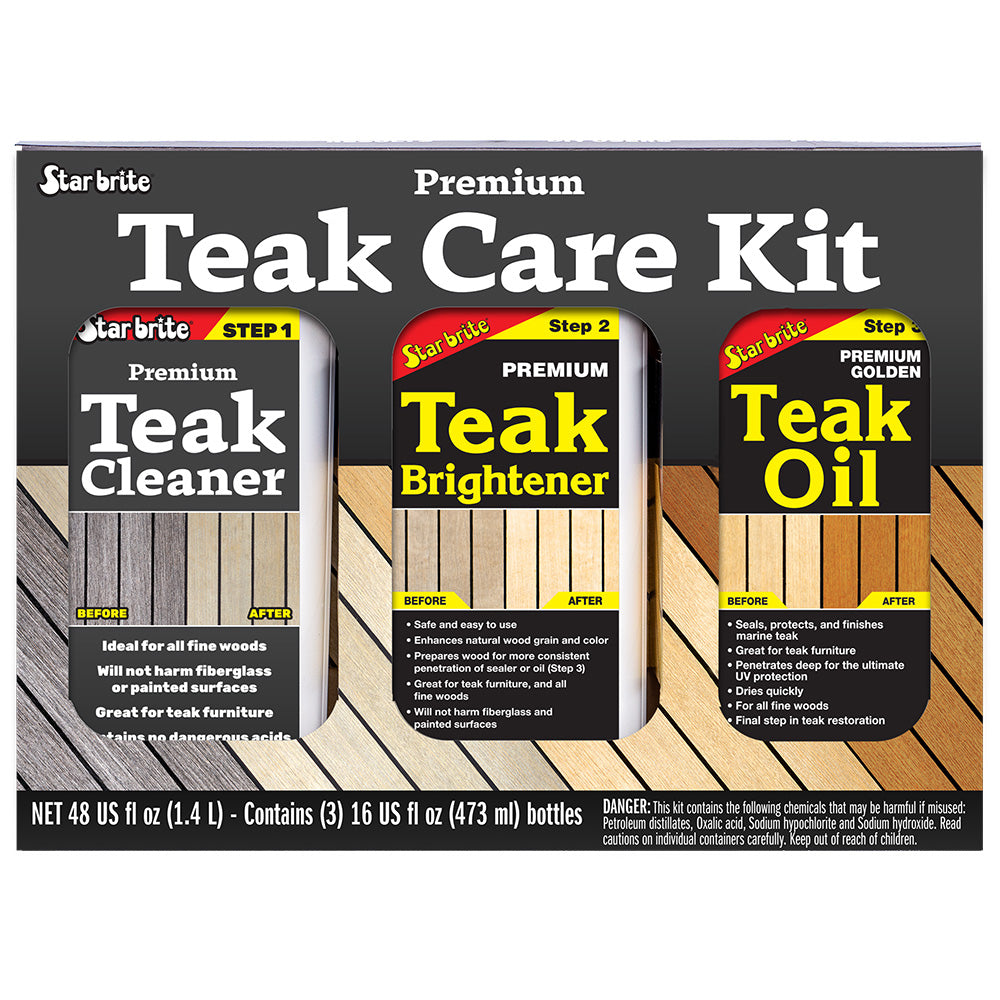 Star brite Premium Teak Care Kit  Step 1 Step 2  Step 3  16 oz 81216