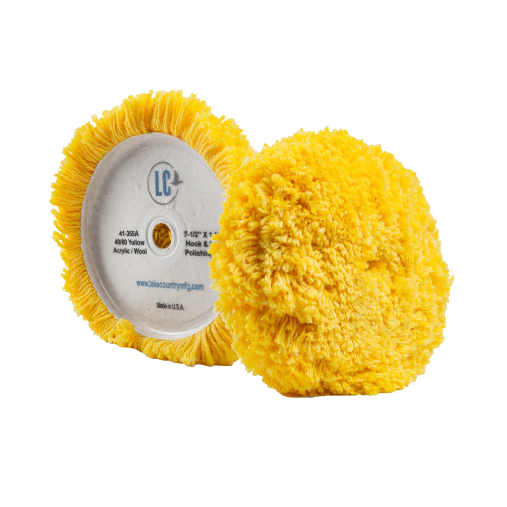 Lake Country Yellow 4060 Unsteamed Twisted WoolAcrylic Pad 75 x 15 41355ALC