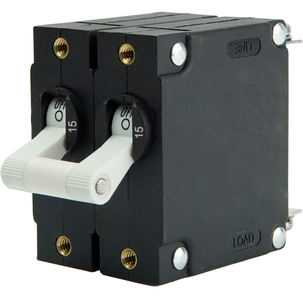 Egis A Series White Toggle Panel Mount Circuit Breaker  Dual Pole 15A 320215
