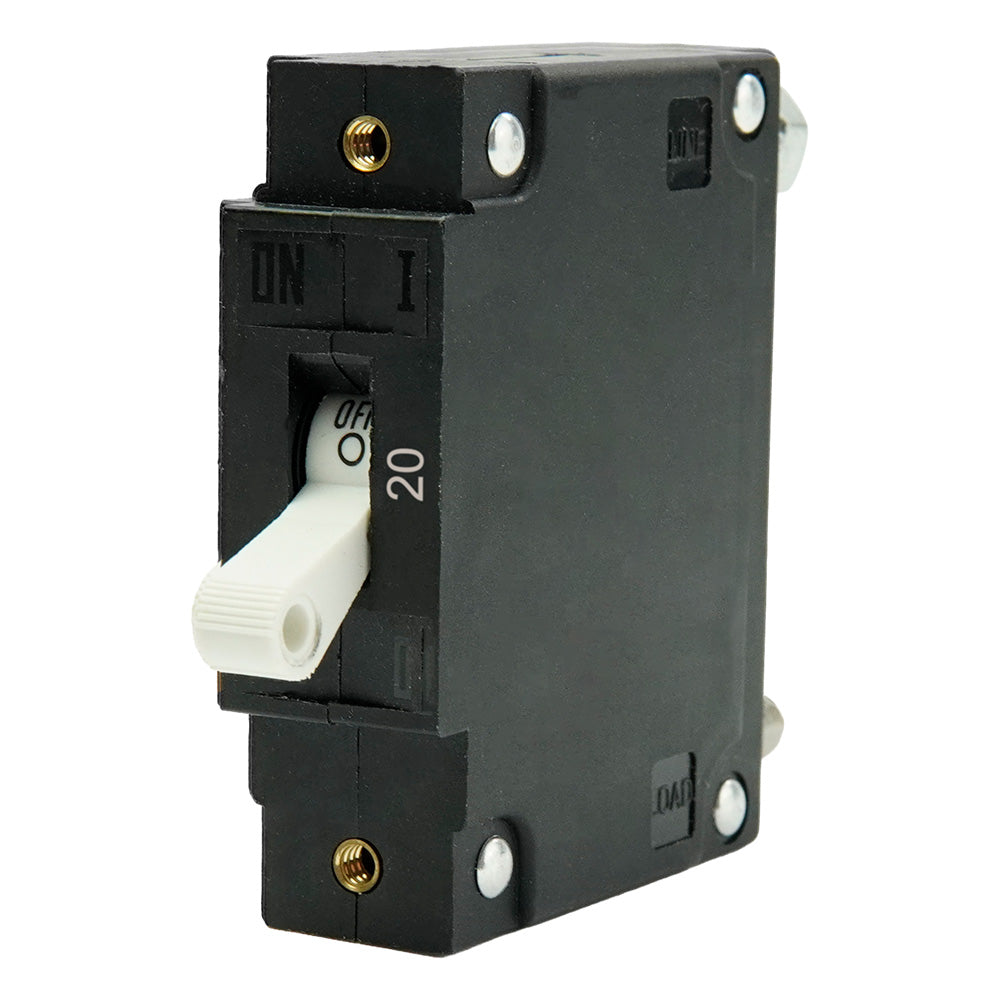 Egis C Series White Toggle Panel Mount Circuit Breaker  Single Pole 20A 3501020
