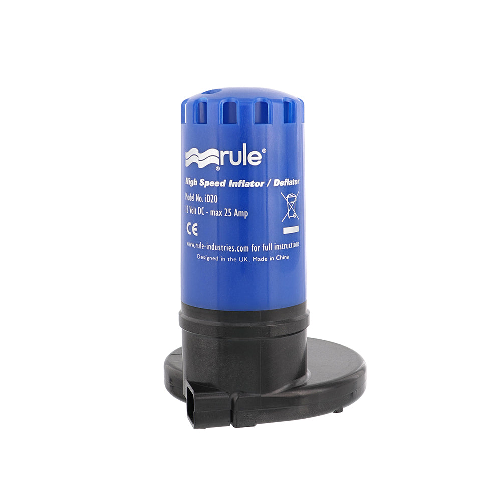 Rule ID20 HighSpeed InflatorDeflator 12V Portable Pump wMultiple Valve Options ID20
