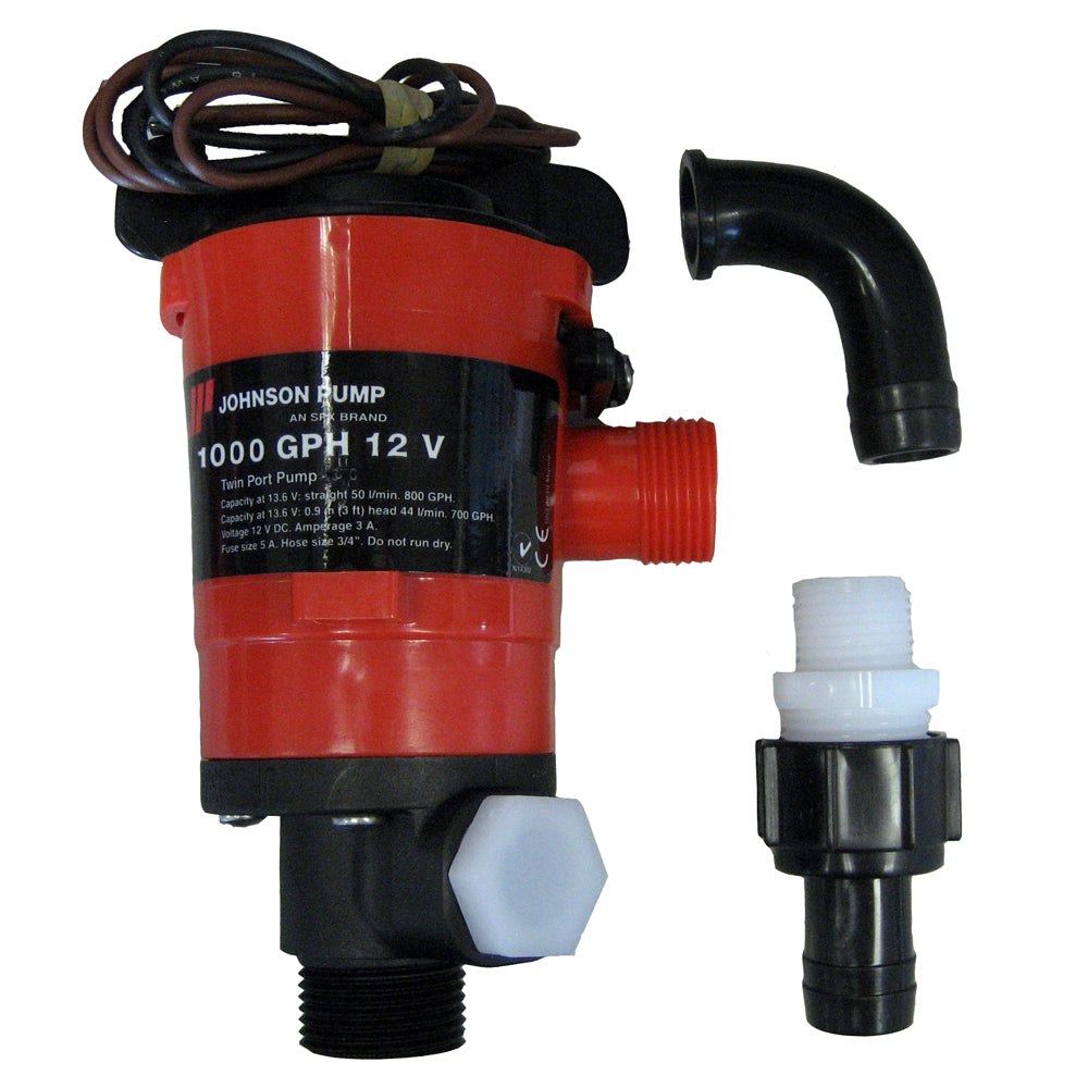 Johnson Pump Twin Port 1000 GPH Livewell Aerating Pump  12V 48903