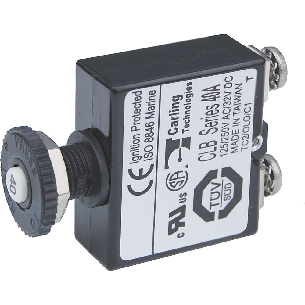 Blue Sea Push Button Reset Only Screw Terminal Circuit Breaker  40 Amps 2137