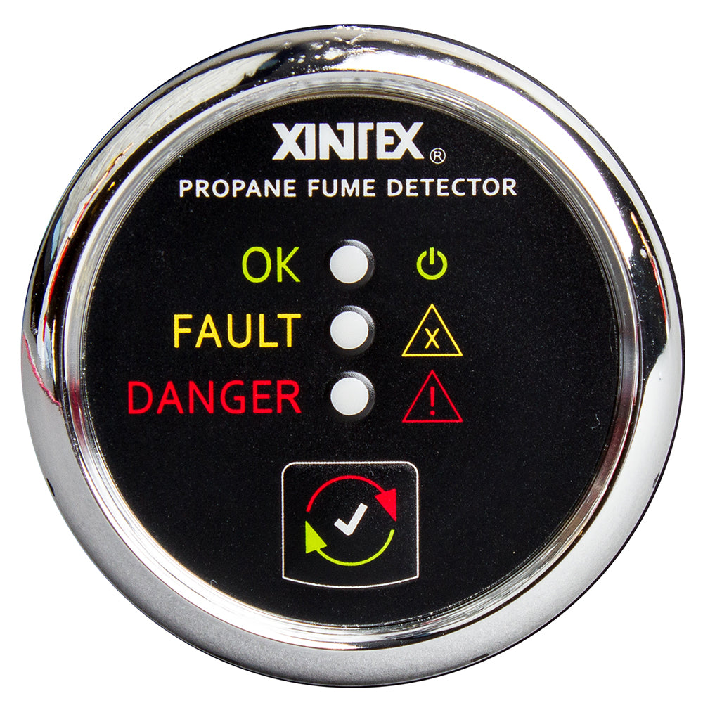 FireboyXintex Propane Fume Detector wPlastic Sensor  No Solenoid Valve  Chrome Bezel Displa P1CR