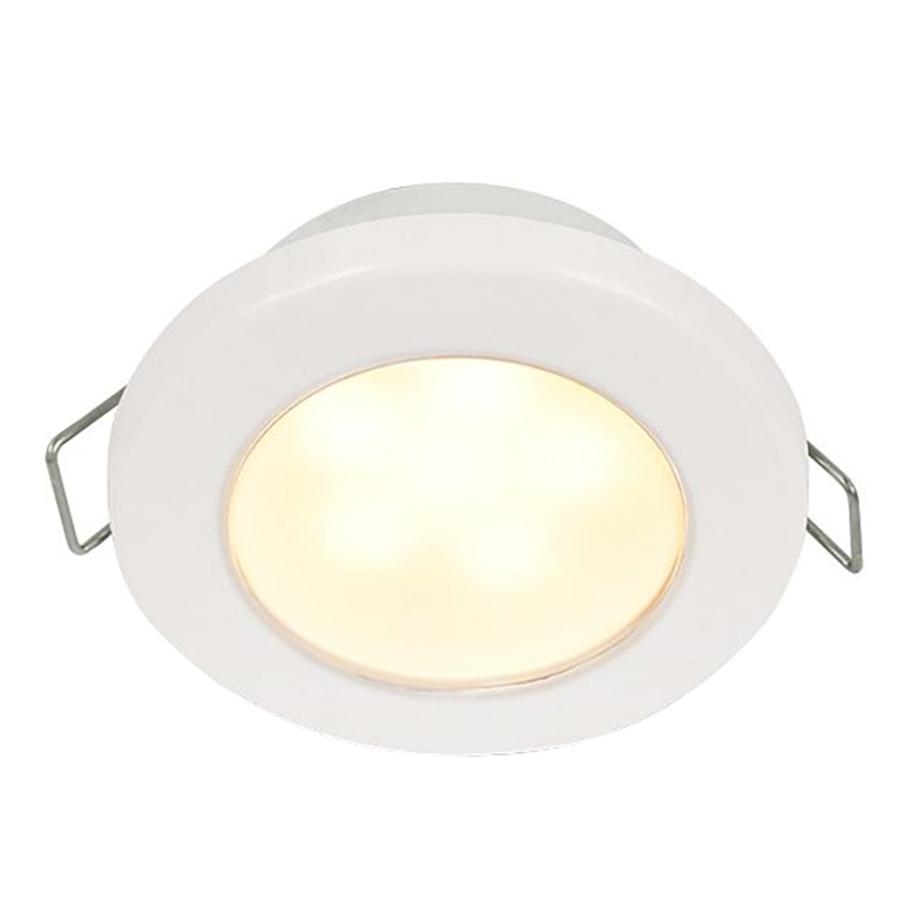 Hella Marine EuroLED 75 3 Round Spring Mount Down Light  Warm White LED  White Plastic Rim  12V 958109511