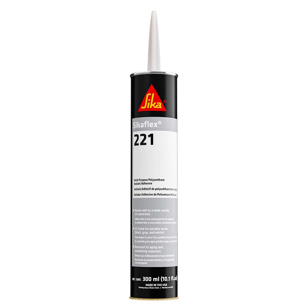 Sika Sikaflex 221 MultiPurpose Polyurethane SealantAdhesive  103oz300ml Cartridge  Aluminum Gray 90892