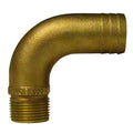GROCO 12 NPT x 34 ID Bronze Full Flow 90 Elbow Pipe to Hose Fitting FFC500