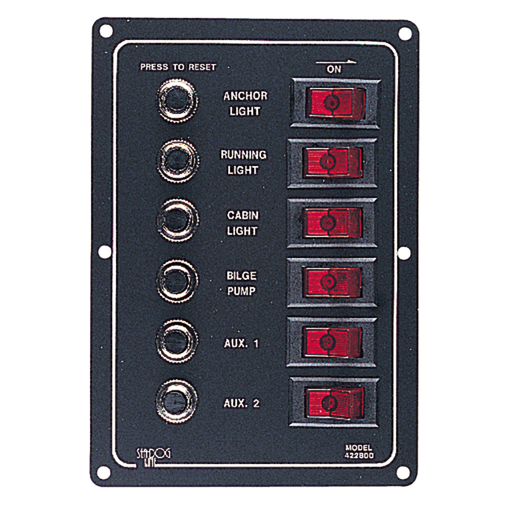 SeaDog Aluminum Circuit Breaker Panel  6 Circuit 4228001