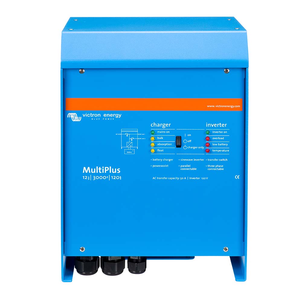 Victron MultiPlus InverterCharger 12 VDC  3000W  120vAC w120AMP Battery Charger  50AMP Transfer Switch PMP123021102