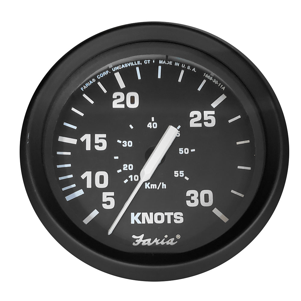 Faria Euro Black 4 Speedometer  30 Knot Pitot 32809