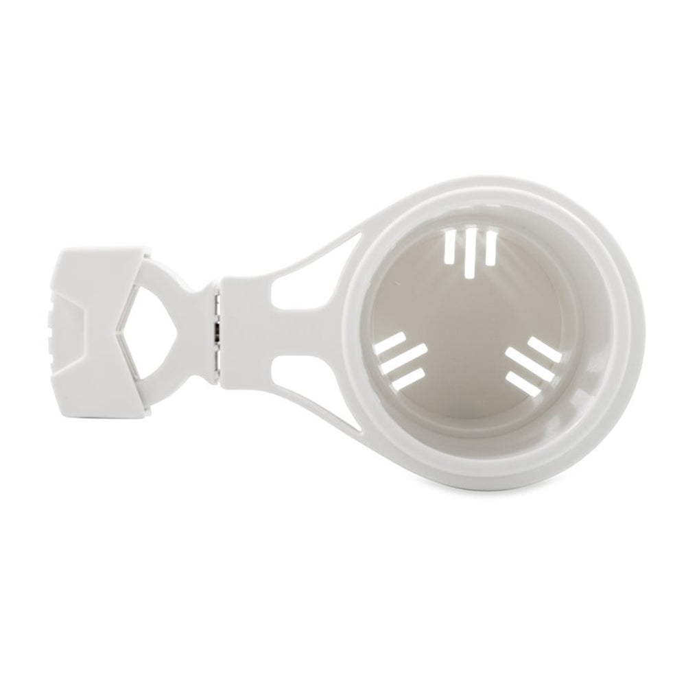 Camco ClampOn Rail Mounted Cup Holder  Small for Up to 114 Rail  White  53086