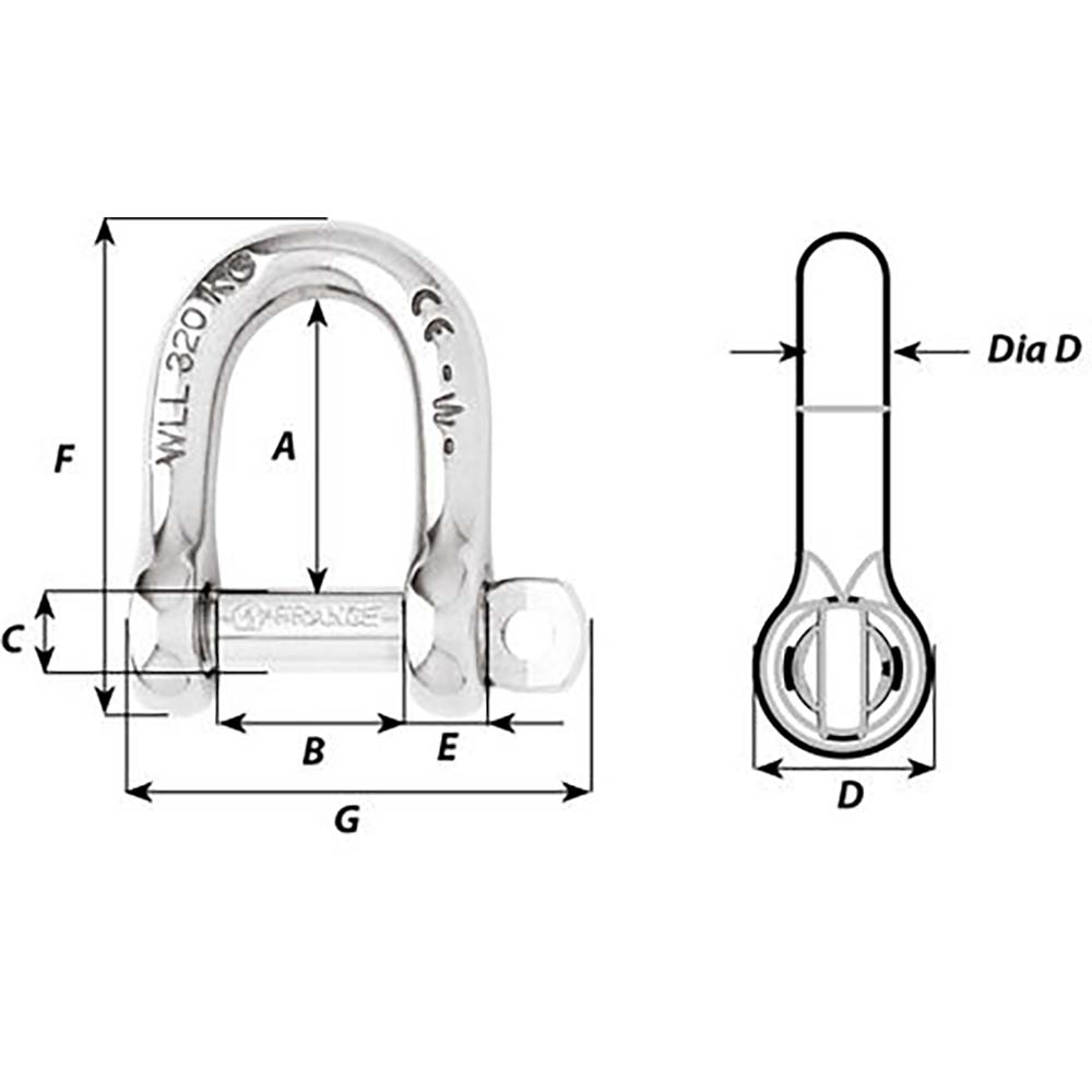Wichard SelfLocking D Shackle  Diameter 6mm  14 1203W