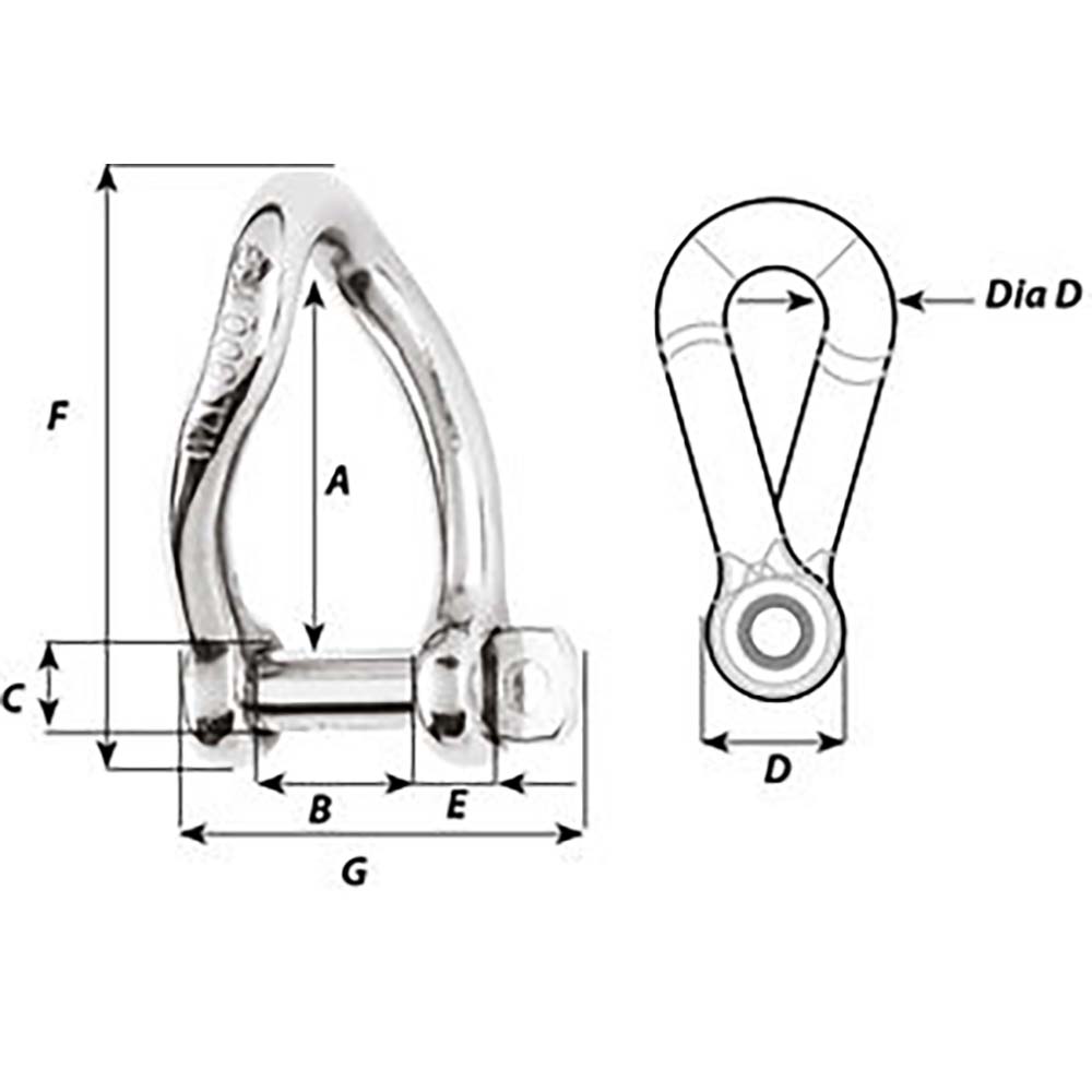 Wichard SelfLocking Twisted Shackle  Diameter 5mm  316 1222W