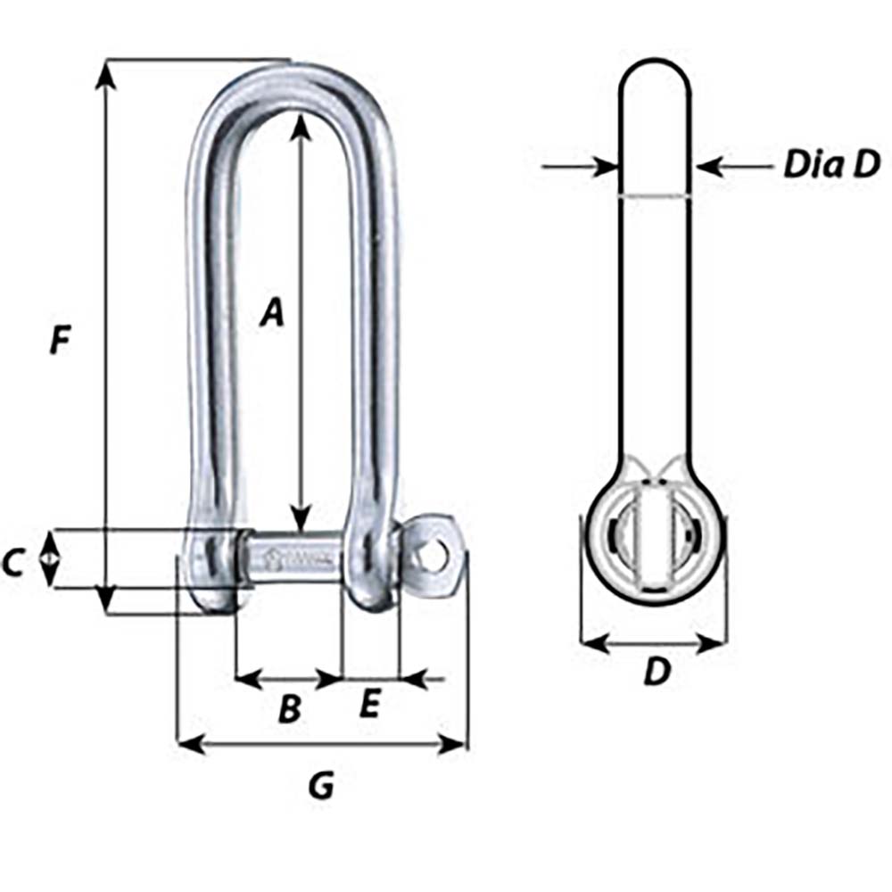 Wichard Captive Pin Long D Shackle  Diameter 4mm  532 1411W