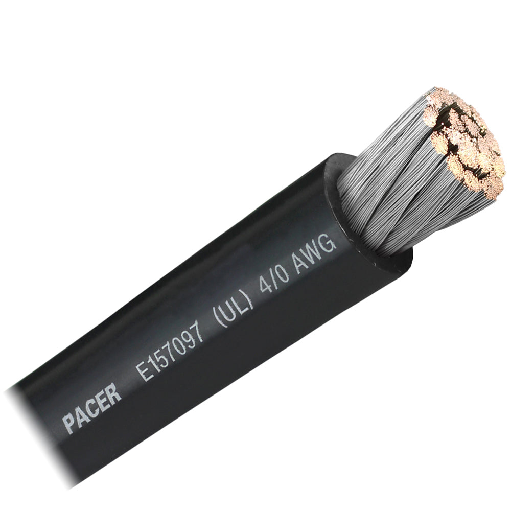 Pacer Black 40 AWG Battery Cable  Sold By The Foot  WUL40BKFT