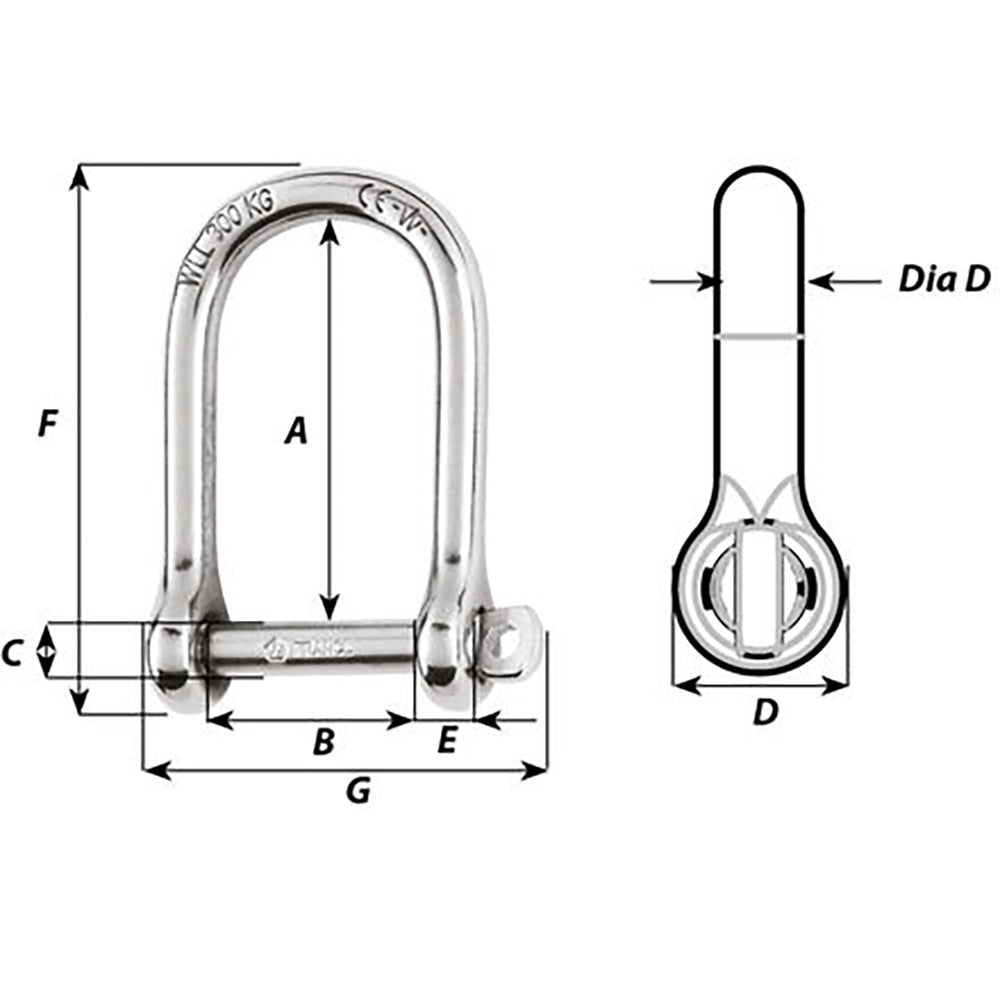 Wichard SelfLocking Large Opening Shackle  6mm Diameter  14 1263W