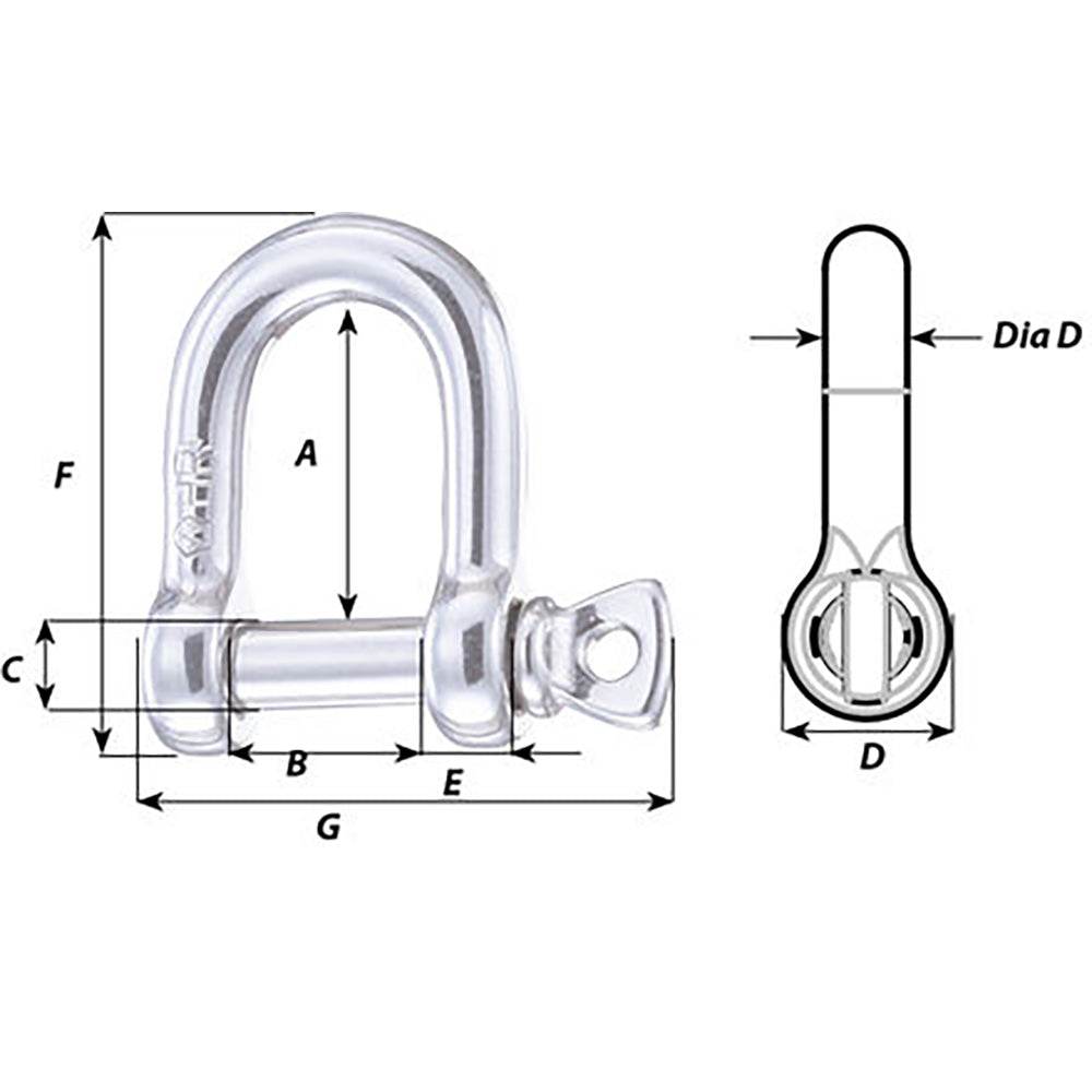 Wichard HR D Shackle  14mm Diameter  3564 11207W