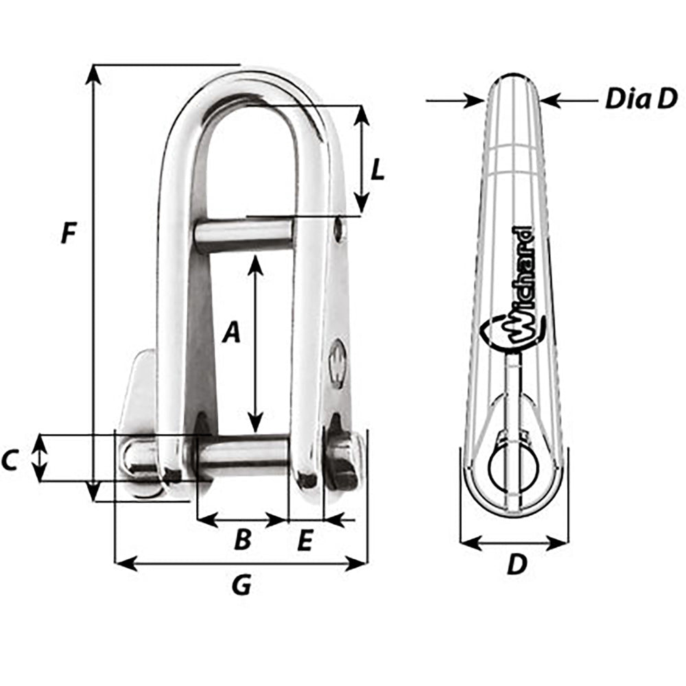 Wichard HR Key Pin Shackle With Bar  5mm Pin Diameter 91432W
