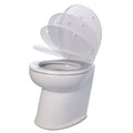 Jabsco Deluxe Flush 17 Angled Back 12V Raw Water Electric Marine Toilet wRemote Rinse Pump  Soft Close Lid 582203012